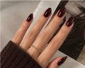 Wine Red Glossy Almond Press-On Nails – 24PCS Premium Nail Set