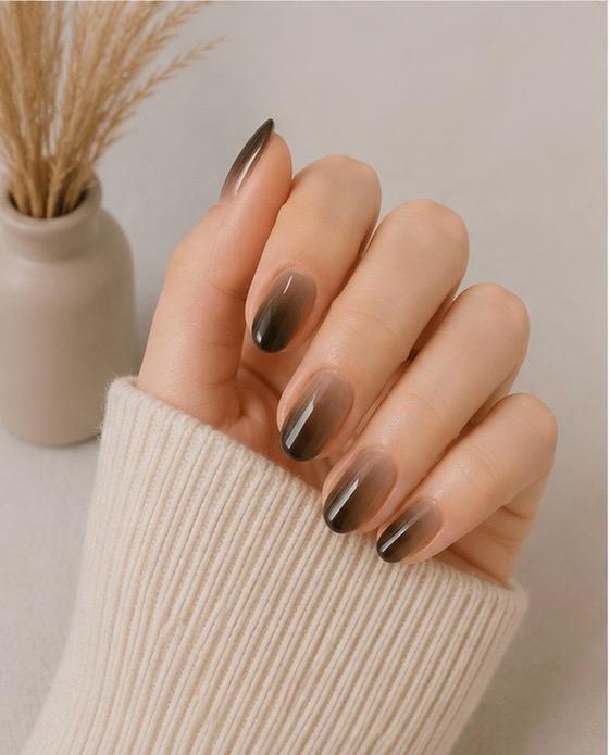 Smoky Black Ombre Square Press-On Nails – 24PCS Premium Nail Set