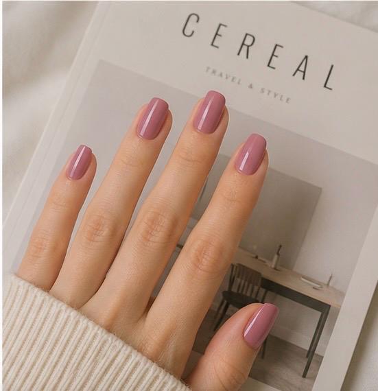 Dusty Rose Glossy Square Press-On Nails – 24PCS Premium Nail Set