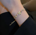 Lucky Four Leaf Clover Gold Plated Adjustable Bracelet for Women