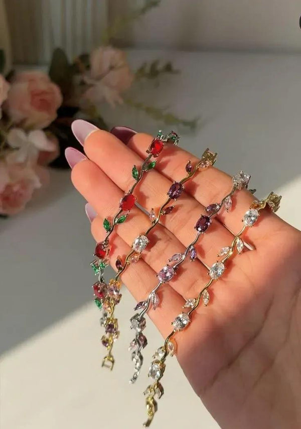 Luxury Crystal Vine Adjustable Bracelet for Women – Gold & Silver Plated