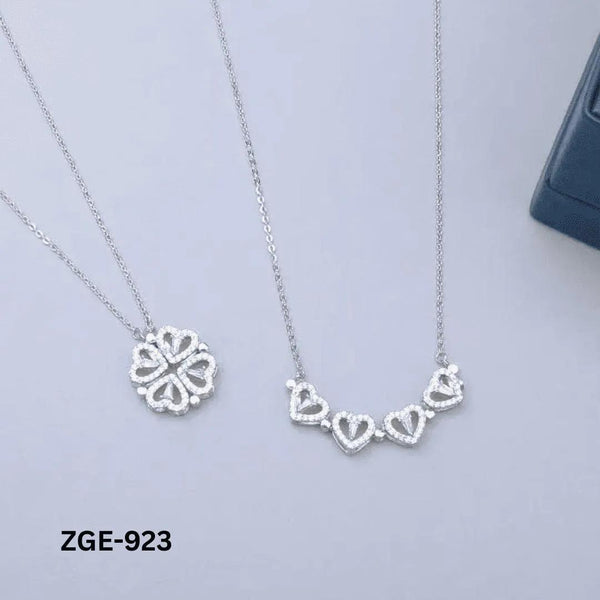 2-in-1 Silver Crystal Necklace Set for Women – Clover & Heart Pendant Layered Necklaces