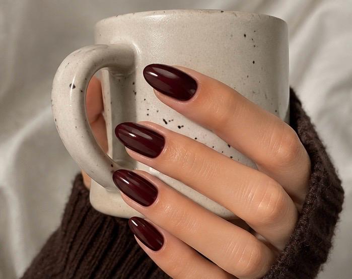 Wine Red Glossy Almond Press-On Nails – 24PCS Premium Nail Set