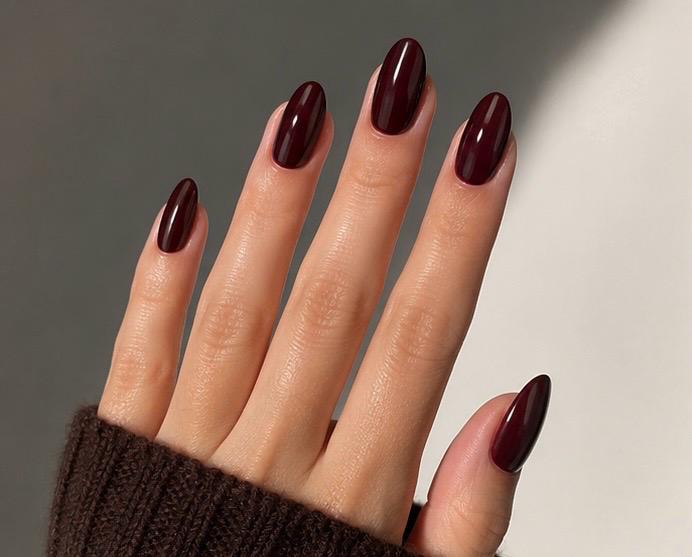 Wine Red Glossy Almond Press-On Nails – 24PCS Premium Nail Set