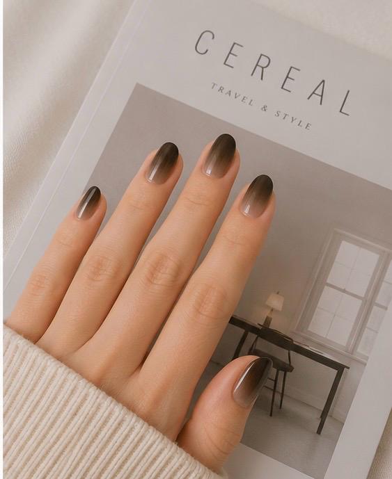 Smoky Black Ombre Square Press-On Nails – 24PCS Premium Nail Set