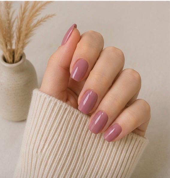 Dusty Rose Glossy Square Press-On Nails – 24PCS Premium Nail Set