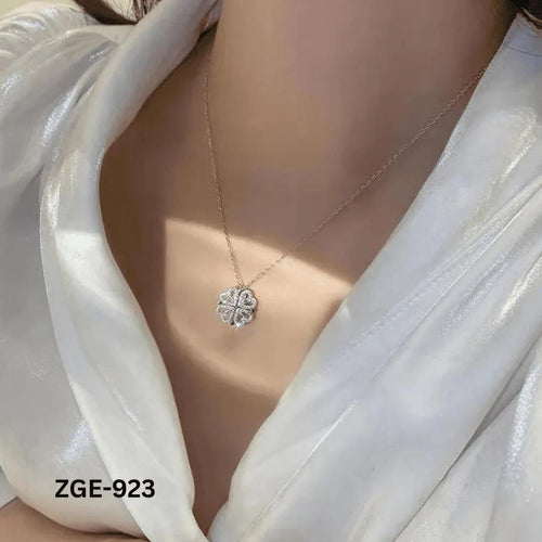 2-in-1 Silver Crystal Necklace Set for Women – Clover & Heart Pendant Layered Necklaces